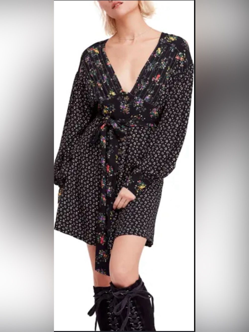 Free People Black Top with Branded Strap Detail